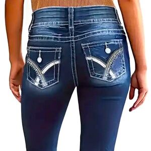 Dark Wash High Waist Skinny Jeans Size 14 Stretch Denim Pants